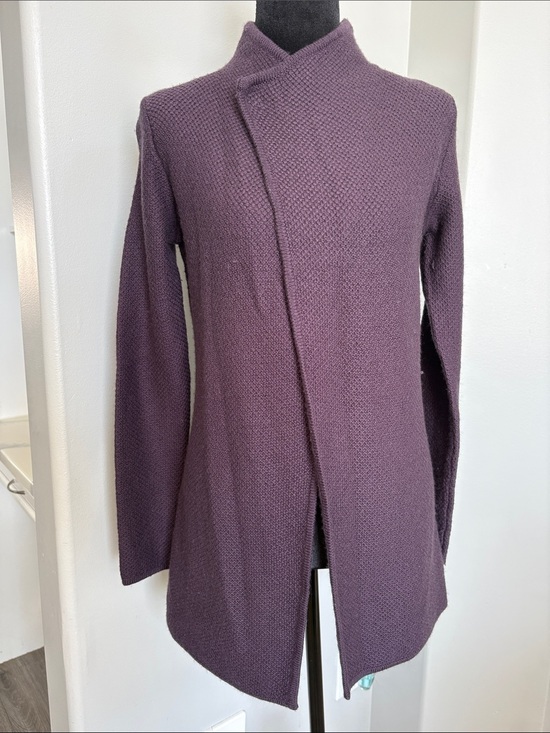 mercer & madison Sweaters - mercer & madison Wool blend Plum Textured Open-Front Cardigan